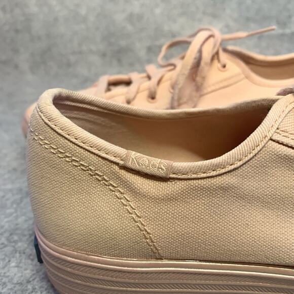 KEDS Sneakers 8.5 TRIPLE KICK SHIMMER PLATFORM Metallic Blush Pink Canvas - Picture 9 of 12